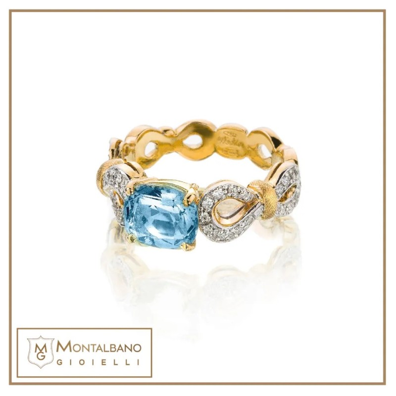 Anello Nodi d'Amore piccolo azzurro | Gioielli De Nobili